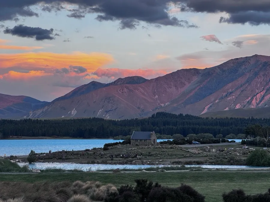 The Church of the Good Shepherd beside Lake Tekapo at sunset